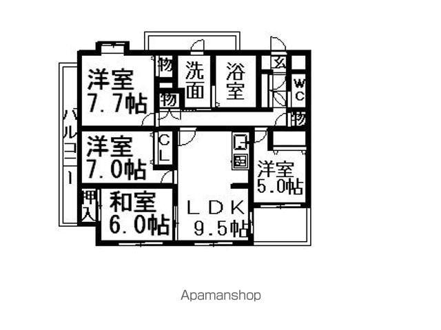 サンライズエモト(4DK/2階)の間取り写真