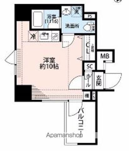 プレール・ドゥーク東新宿Ⅲ(ワンルーム/8階)の間取り写真