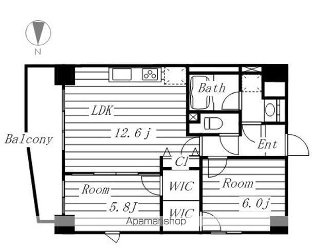 アクアブルー(2LDK/7階)の間取り写真