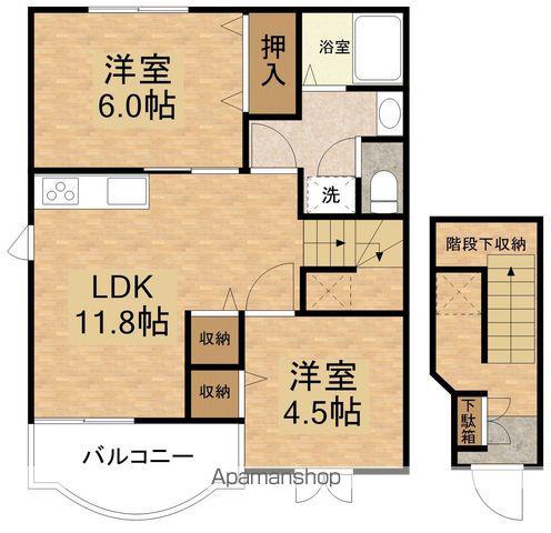 サンポエムA棟(2LDK/2階)の間取り写真
