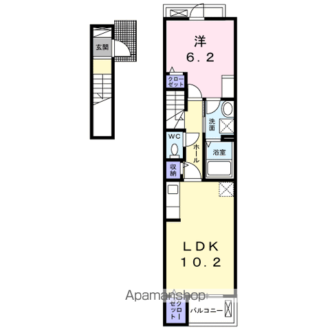 サンリット立花(1LDK/2階)の間取り写真