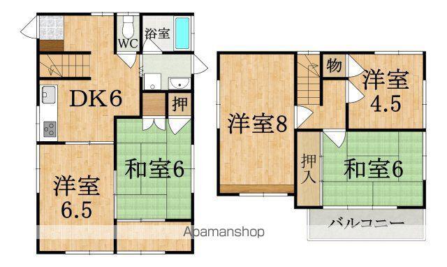 近鉄難波・奈良線 近鉄奈良駅 バス乗車時間:13分 南方町バス停で下車 徒歩5分 2階建 築54年(5DK)の間取り写真