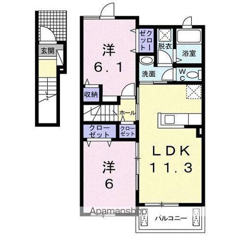 ルミエールⅡ(2LDK/2階)の間取り写真