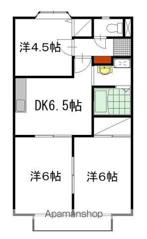 サンビレッジ弐番館(3DK/1階)の間取り写真