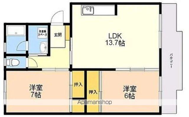 坂井ビル(2LDK/4階)の間取り写真