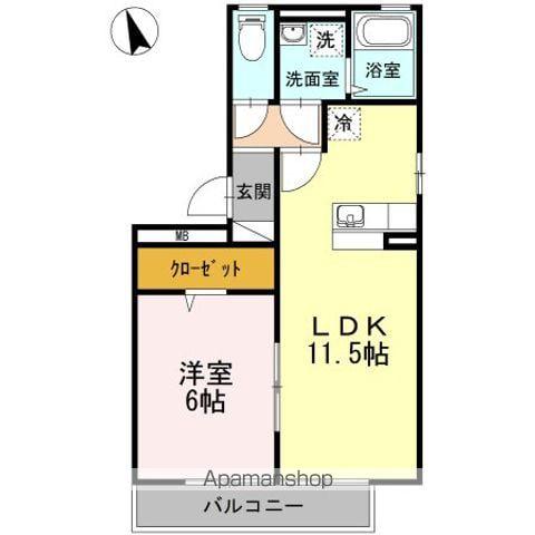 リーベ B棟(1LDK/3階)の間取り写真