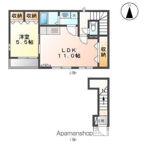 グランベルⅡ(1LDK/2階)の間取り写真