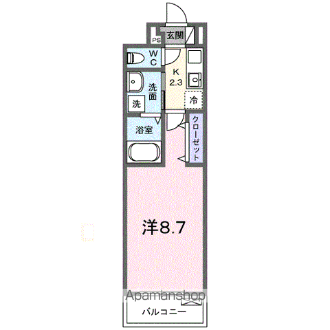 フィオーレ降松Y(1K/2階)の間取り写真