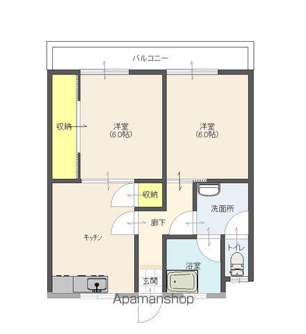 友華ハイツ(2DK/2階)の間取り写真