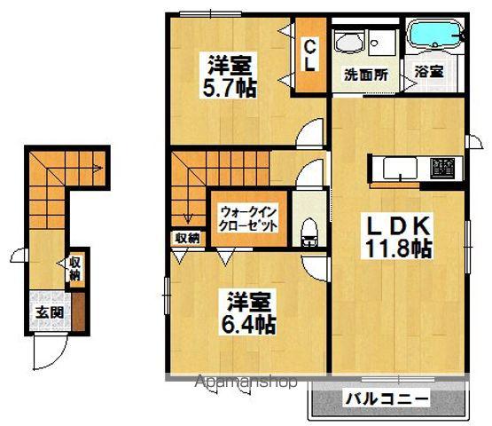 CASA永山園B(1SLDK/2階)の間取り写真