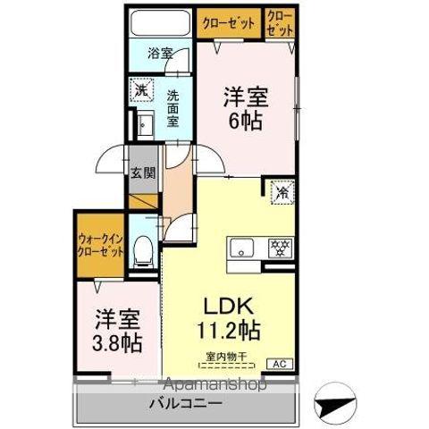 プロスペールE NO.1(2LDK/2階)の間取り写真