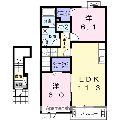 グローヴ・Ⅱ(2LDK/2階)の間取り写真