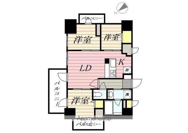 MODERN PALAZZO天神南Ⅱ(3LDK/13階)の間取り写真