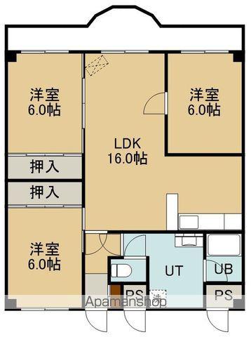 グロリアハイツ若松(3LDK/4階)の間取り写真