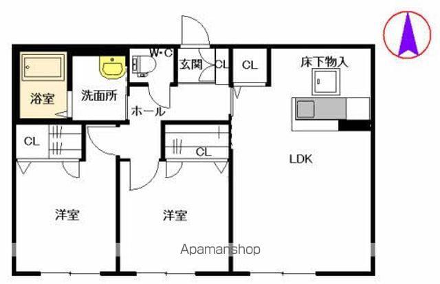 エスポワールKMⅡ B棟(2LDK/1階)の間取り写真
