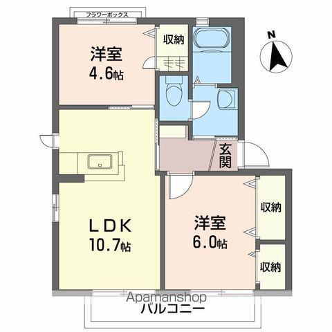 シャーメゾン上板C棟(2LDK/2階)の間取り写真