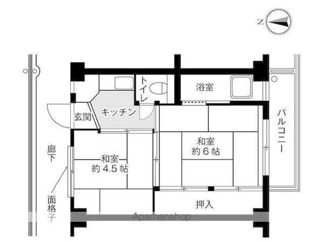 ビレッジハウス湯浅 1号棟(2K/2階)の間取り写真