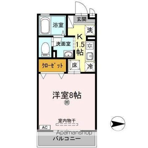 ベルシャトル B棟(1K/1階)の間取り写真