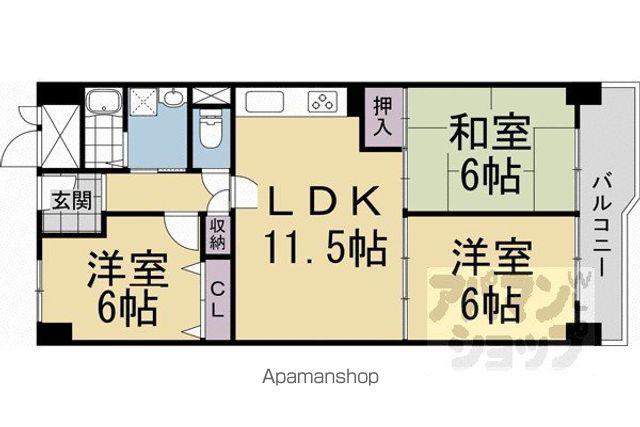 桂川ハイツ(3LDK/11階)の間取り写真