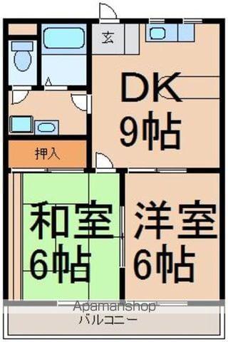 メゾン・ド・ベル(2DK/2階)の間取り写真