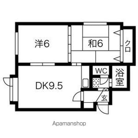 フリーコートFII(2DK/1階)の間取り写真