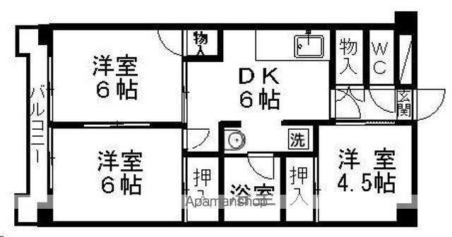 北六フラッツ(3DK/3階)の間取り写真