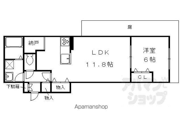 メルヴェイユ上押小路(1LDK/1階)の間取り写真