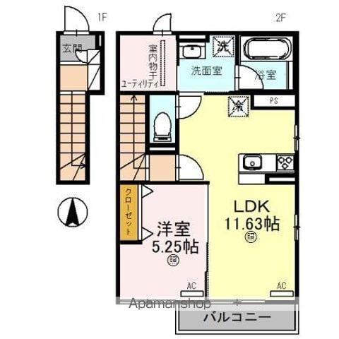 メゾンドフクミ(1LDK/2階)の間取り写真