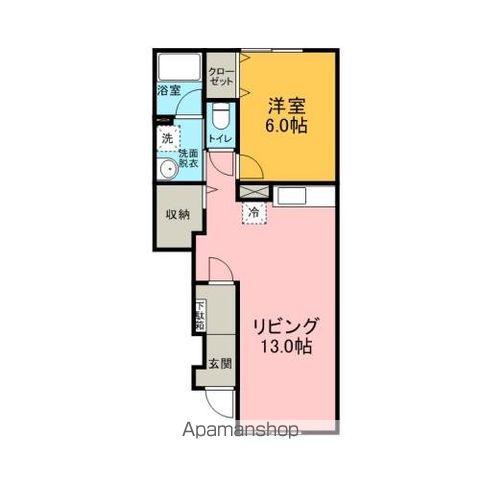 メープルハイツ筒井 B(1LDK/1階)の間取り写真