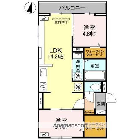 DーROOM鐙(2LDK/2階)の間取り写真