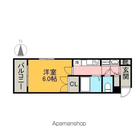 CREA花の木(1K/2階)の間取り写真