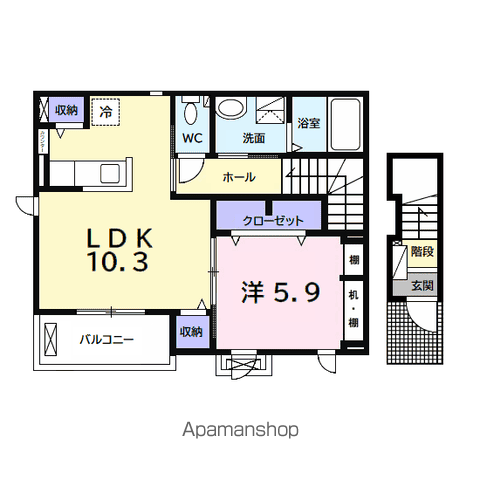 グランレーヴ(1LDK/2階)の間取り写真