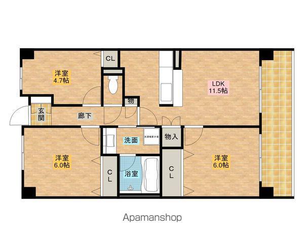 貝塚リープレックスリズ(3LDK/5階)の間取り写真