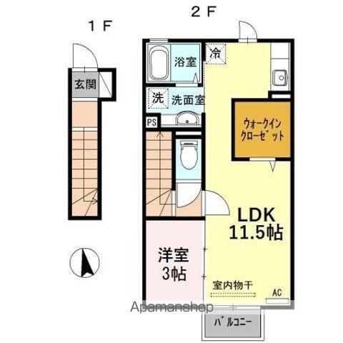 ラ・ポート・イースト(1LDK/2階)の間取り写真