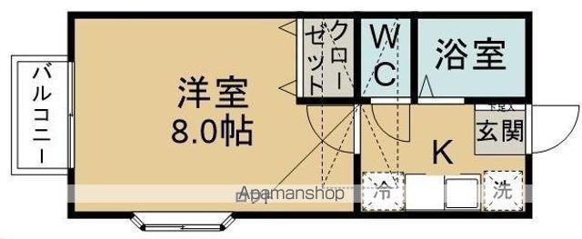 サンケンパレス南光台(1K/2階)の間取り写真