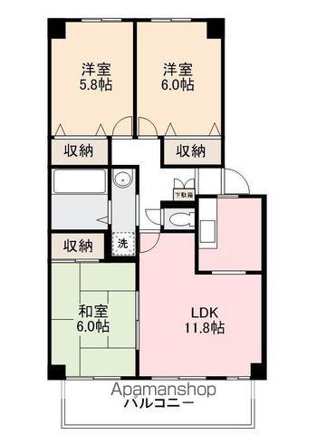 ウイング木太Ⅱ(3LDK/1階)の間取り写真