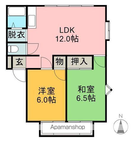サンビレッジ住吉 B(2LDK/2階)の間取り写真