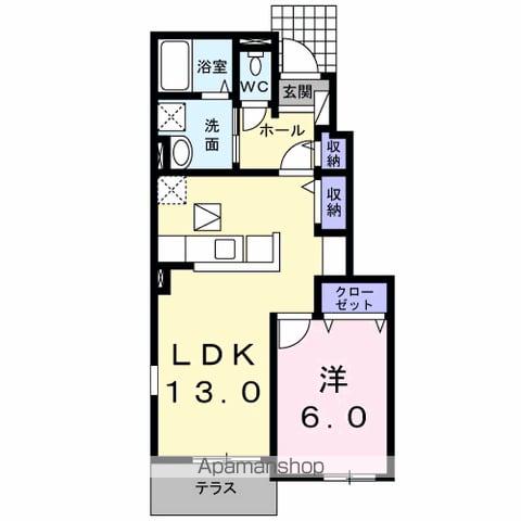 フォンテーヌ ドール(1LDK/1階)の間取り写真
