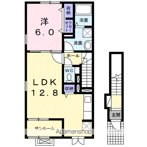 D.ANGELOⅡ(1LDK/2階)の間取り写真
