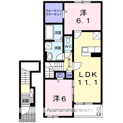 クラルテⅡ(2LDK/2階)の間取り写真