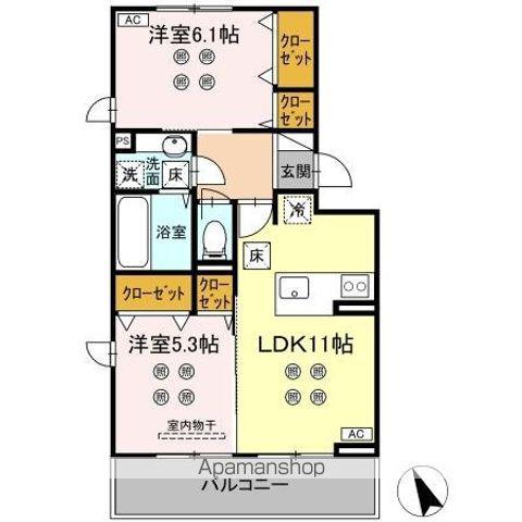 DーROOM東京塚(2LDK/1階)の間取り写真