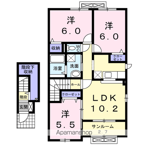 サンシーロ(3LDK/2階)の間取り写真