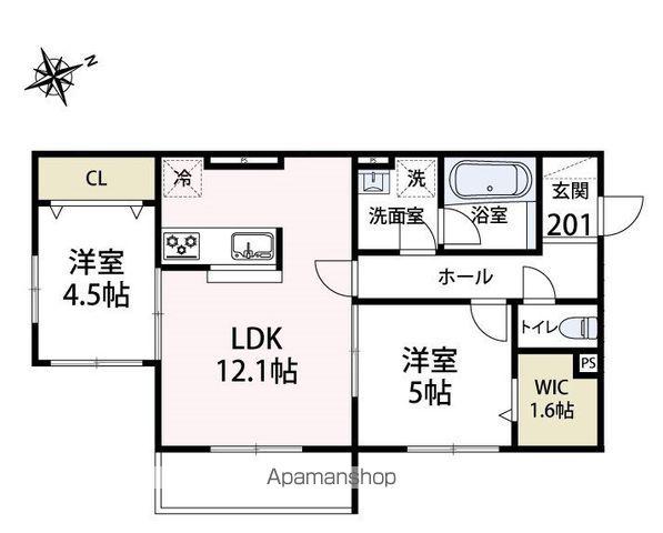 ルガロノイエス(2LDK/2階)の間取り写真