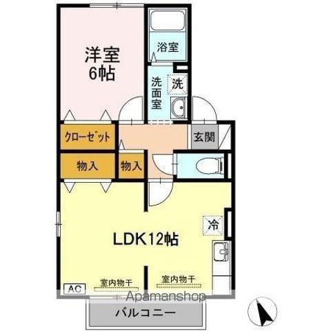 JUN HOUSEⅡB(1LDK/2階)の間取り写真
