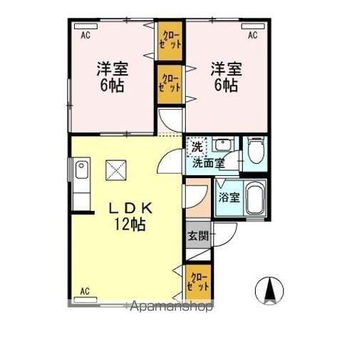 セジュール城北(2LDK/1階)の間取り写真