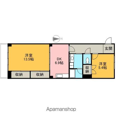 SUN・PRINCESS(2DK/4階)の間取り写真