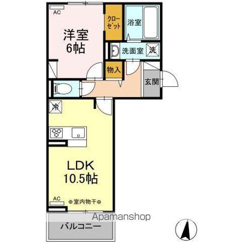 モンテ・リーヴル(1LDK/2階)の間取り写真