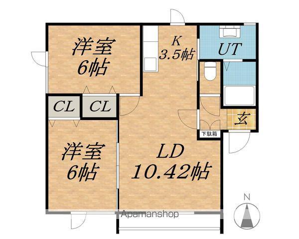 ディアーナA(2LDK/1階)の間取り写真
