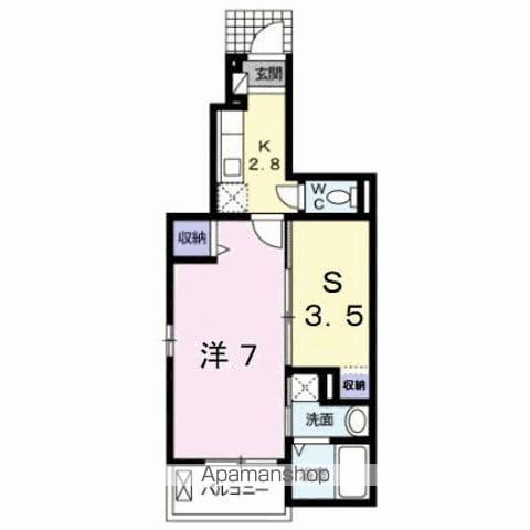 フェリスⅡ(1K/1階)の間取り写真
