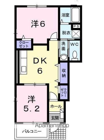クラール織部(2DK/1階)の間取り写真
